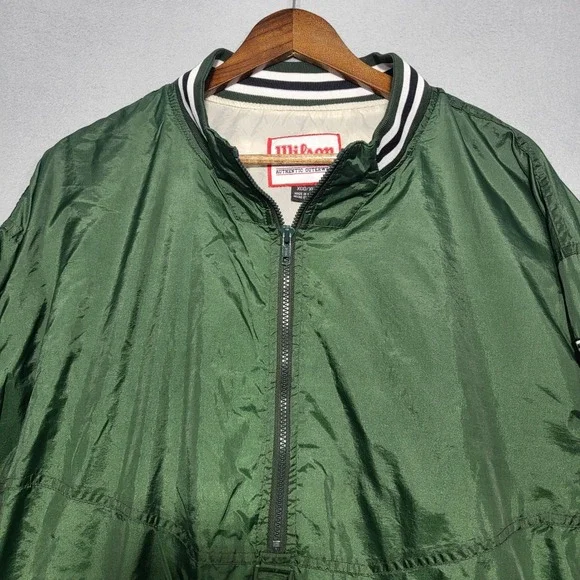 Vintage Wilson Jacket Mens XL Green Authentic Outerwear Pullover Nylon - Picture 2 of 13